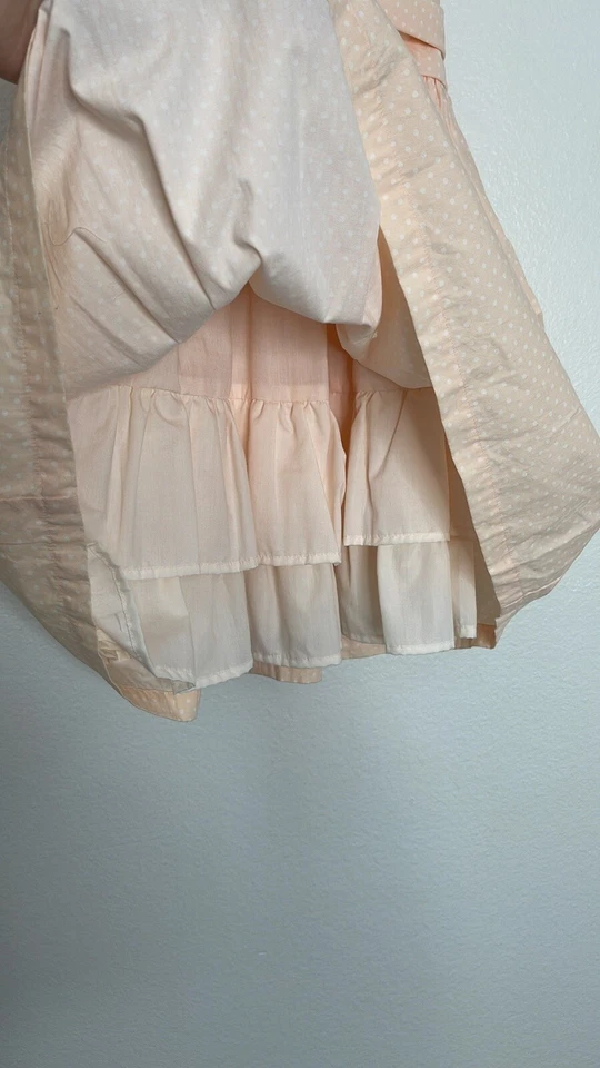 Vestido Laura Ashley Melocotón Blanco Lunares Bordado Volantes Forro 5 Niñas Foto 4 de 4