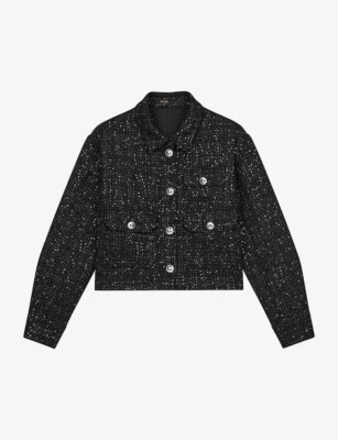 シェリエGlitter tweed jacket Black美品 Maje Black tweed jacket with sequins FR 2/ US M | eBay