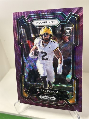2024 Prizm Draft Picks Purple Wave Blake Corum RC #128 Rams - Picture 3 of 4