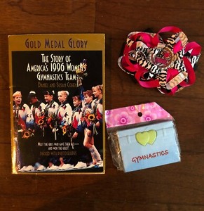 LOT Gymnastics GYMNAST Girls items 1996 Olympics Team Book Hair bow Mirror case