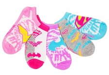 DC Comics   Little Girls' Justice League Logo 5-Pack No Show Socks   Size M
