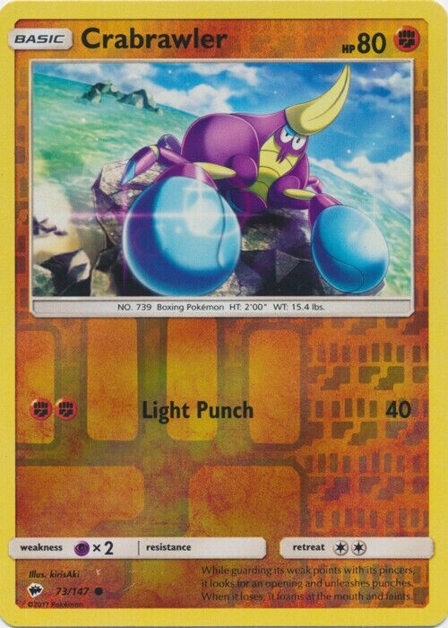Pokemon - Crabrawler - 73/147 - Burning Shadows - Reverse Holo - NM/M