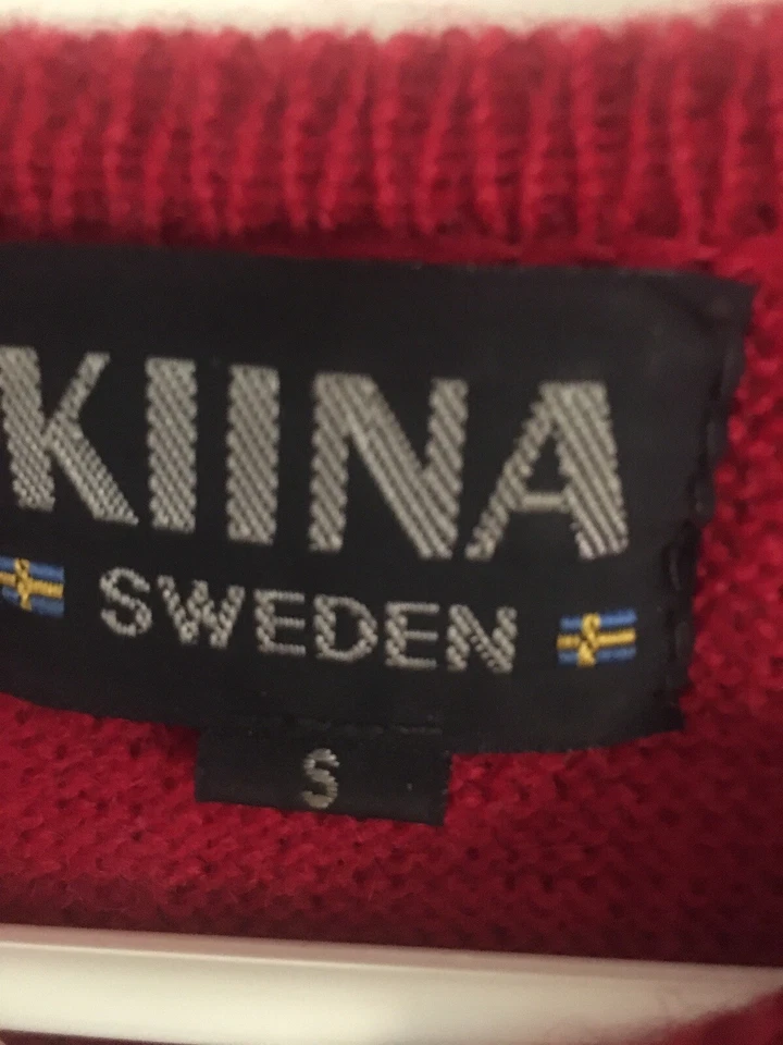 Suéter KIINA SWEDEN Rojo Lana Vintage S Fit M L Unisex Fair Isle Peltre Nórdico Foto 3 de 4