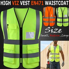 Hi Viz Visibility Safety Vest Waistcoat High Vis With Phone Id Pockets Orange Uk