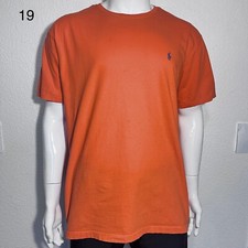 Vtg Polo By Ralph Lauren Men T shirt L Orange Embroidered Pony Y2K Spring-wear