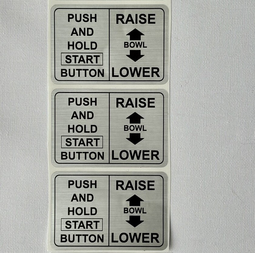Hobart Label, Push And Hold, Bowl, metallic Free Shipping!!! pack of 3