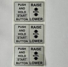 Hobart Label, Push And Hold, Bowl, metallic Free Shipping!!! pack of 3