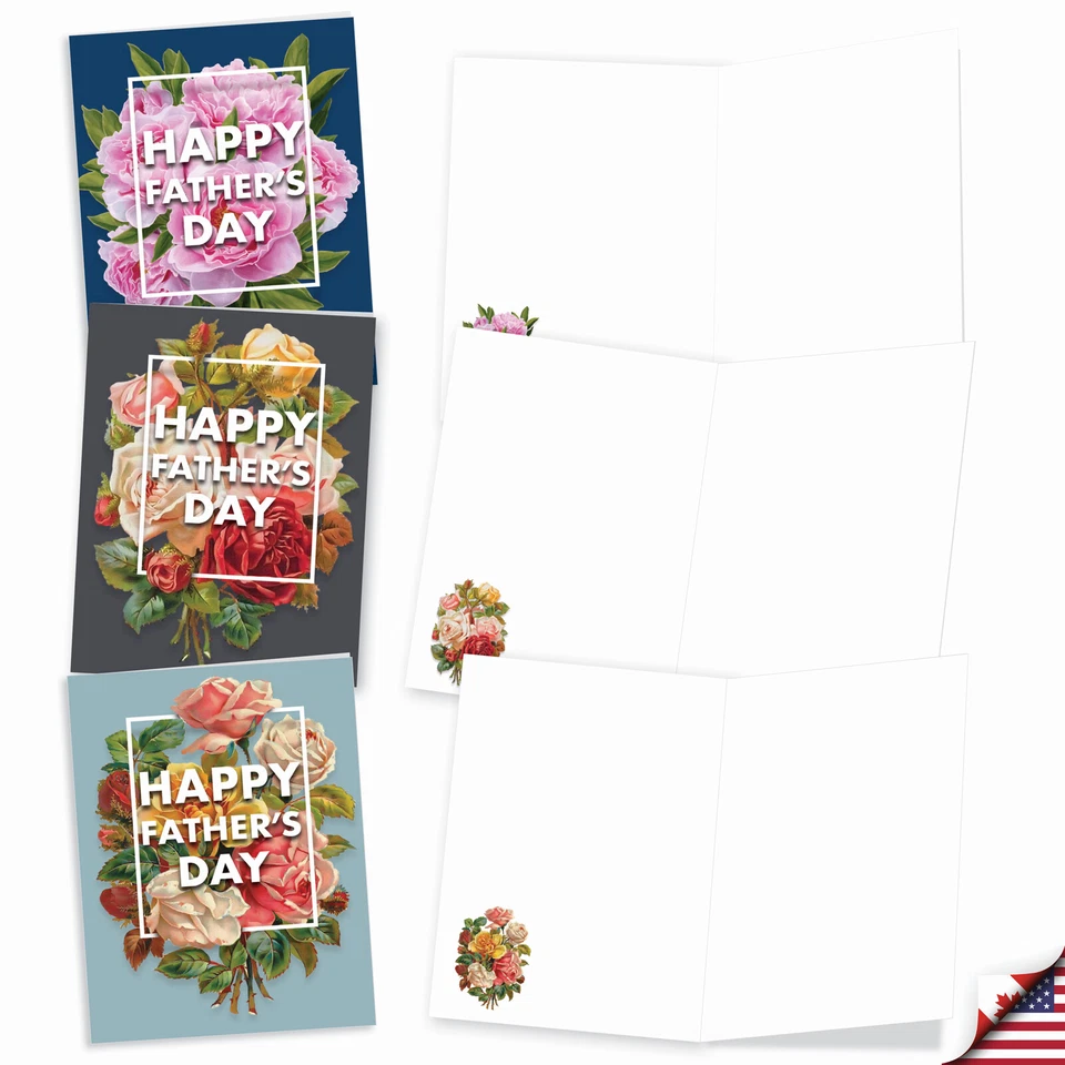 Juego de 20 tarjetas Asst'd Blank Día del Padre 4x5,12" con Env (10 diseños) flores para papá Foto 3 de 4