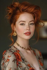 Redhead Girl Model Photo Risque 4x6 Art Print A12523