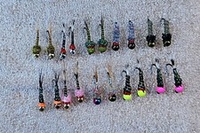 Fly fishing flies 24 assorted Tungsten nymphs size 16, two of each pattern
