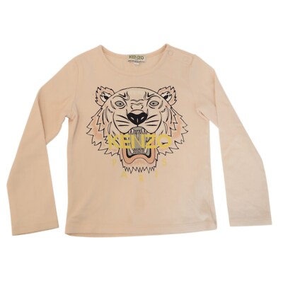 Kenzo Kids Long Sleeve Shirt Girl's 4 Logo Tiger Pink