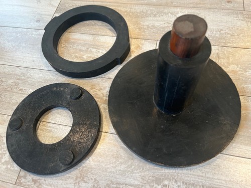 Antique lot three (3) steampunk man cave decor industrial factory foundry molds