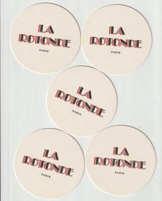 La Rotonde Paris Bar Mat Drink Coasters 3.75'' Round Lot of 5 NOS Man Cave