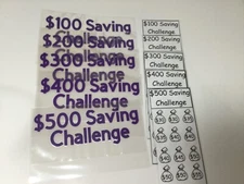 Set of 5 Savings Trackers 100, 200, 300, 400, 500, Money Challenge, binder