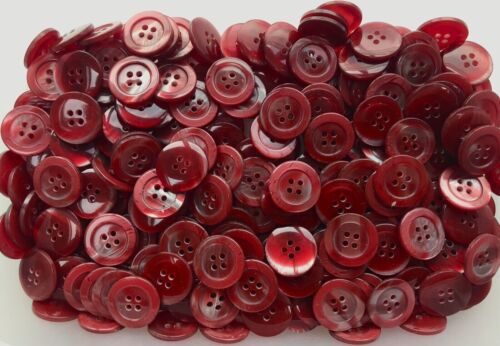 15mm 18mm 20mm Dark Red Pearlescent Swirl Patterned 4 Hole Buttons (Z19 Z20)x - Picture 4 of 24