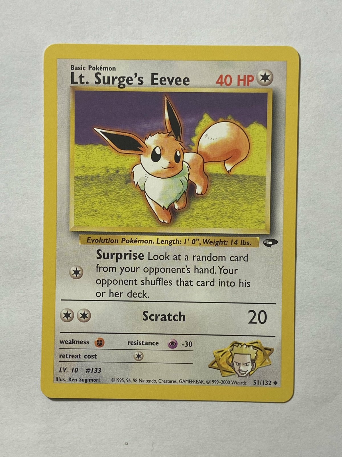 Lt. Surge's Eevee Near mint English  51/132  Gym Challenge