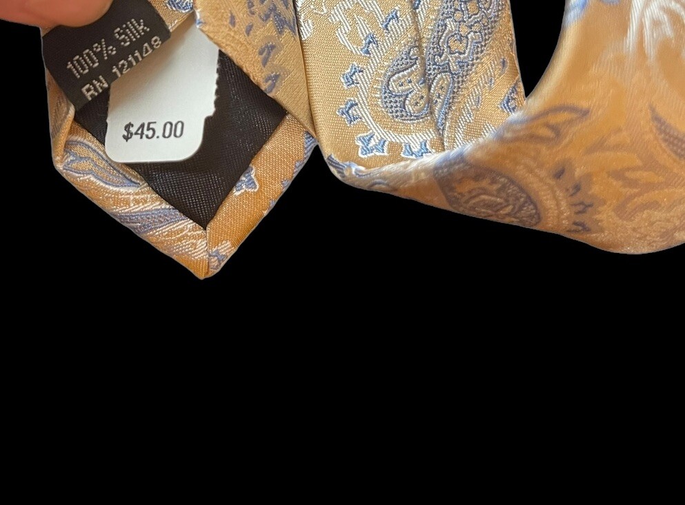MICHAEL KORS Men's Neck Tie 100% Silk Gold Paisley Standard 58" x 3.5" thumbnail 6