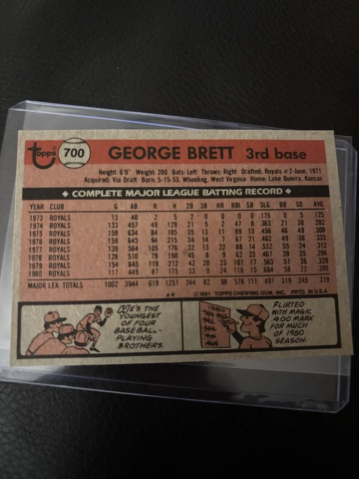 Topps George Brett All Star #700 1981 Foto 2 de 2