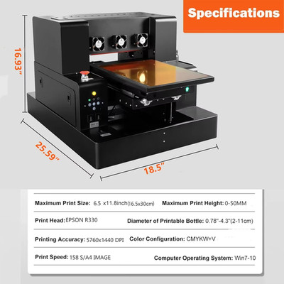 A4 UV Printer DTF UV Printer UV LED Inkjet Printer USB 5760 X 1440Dpi with Rotat