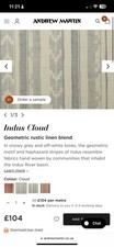 2mtr ANDREW MARTIN INDUS CLOUD FABRIC REP£208 STUNNING FABRIC