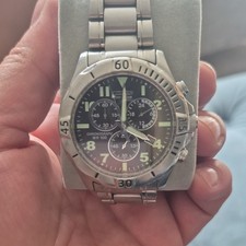 Citizen Eco-Drive Chronograph, 100m WR, Black Dial, Stainless Steel Bracelet
