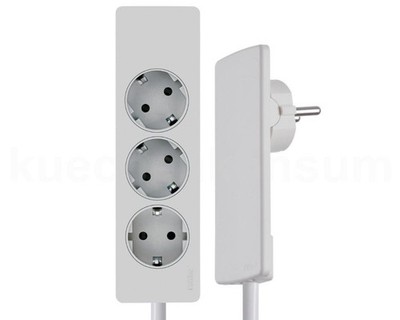 Schulte EVOline Plug 03.063 Flachstecker 3 m mit Steckdosenleiste 3-fach weiß