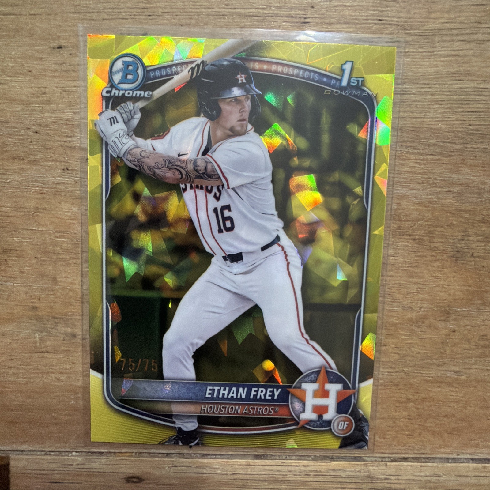 ETHAN FREY 2025 BOWMAN CHROME DRAFT 1ST SAPPHIRE YELLOW 75/75 Bdc-67 Bookend!
