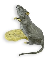 Bronzeskulptur einer Maus mit Keks Replikat Retro Design Dekoration