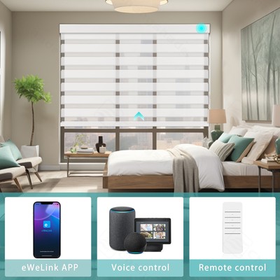 CUSTOM CUT Smart Zebra Roller Shades Motorized Roller Blinds Remote Control