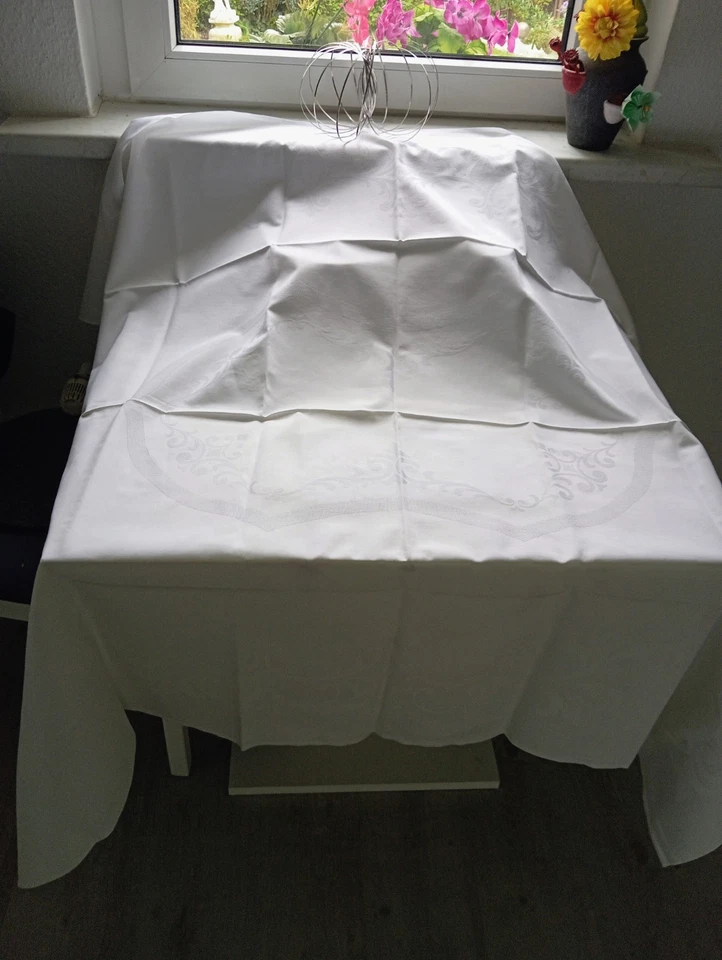 Neue weiße festliche Tischdecke 155 x 1 25 cm