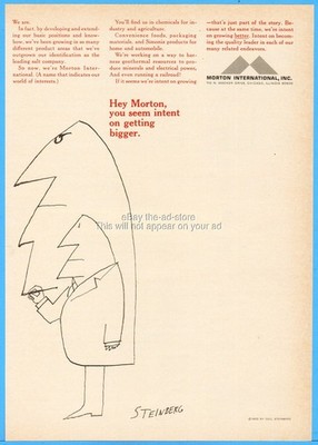 1966 Saul Steinberg Morton Salt International Seem Intent on Getting Bigger Ad