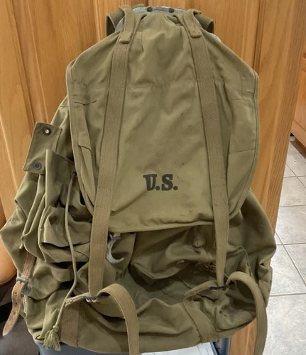 Vintage MEESE 1942 WW2 US Army Military Field Backpack Rucksack Canvas METAL FRM
