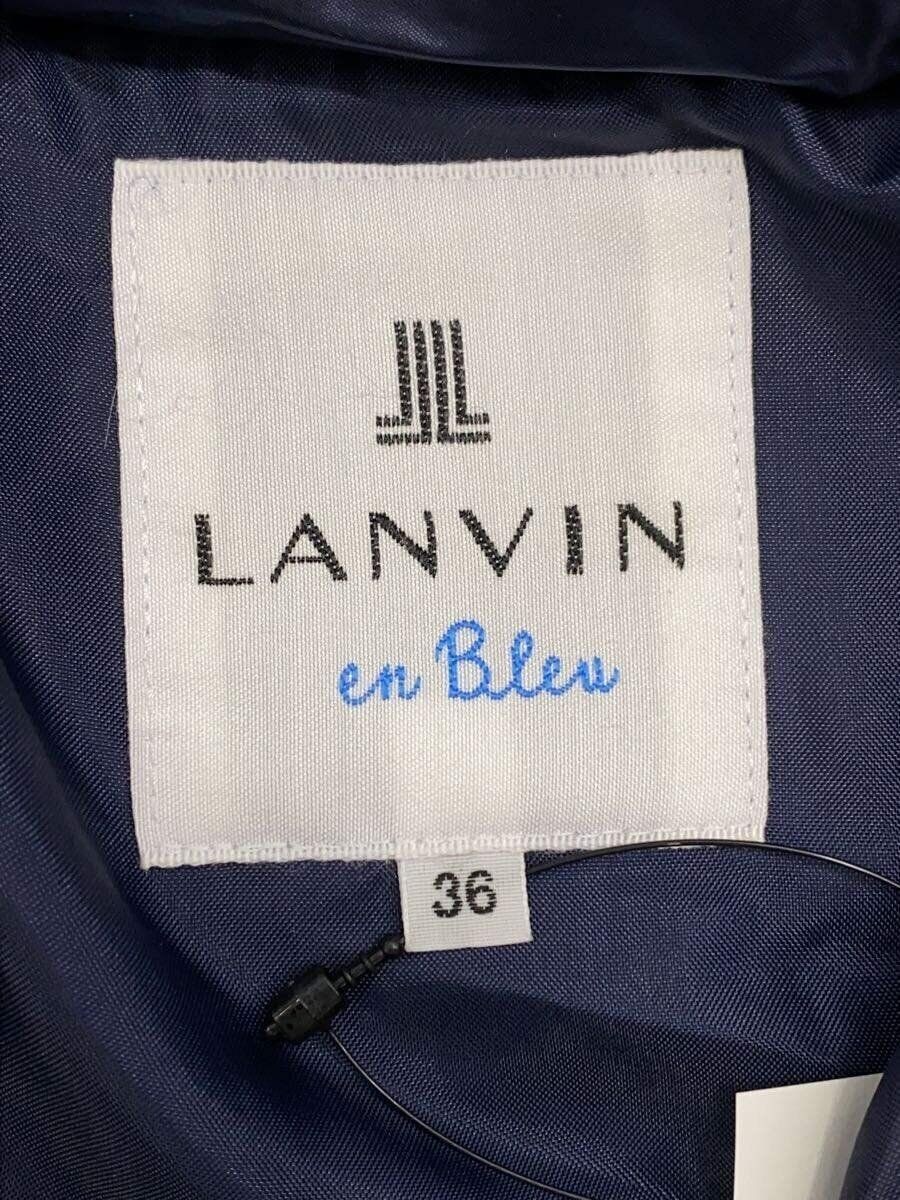 ALTRA LANVIN en Bleu altro piumino arruffato giacca lunga esterna 36 nylon nuovo