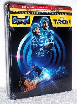Tron (4K/Blu-ray, 2025 STEELBOOK) sci-fi action Jeff Bridges neon-lit aesthetic