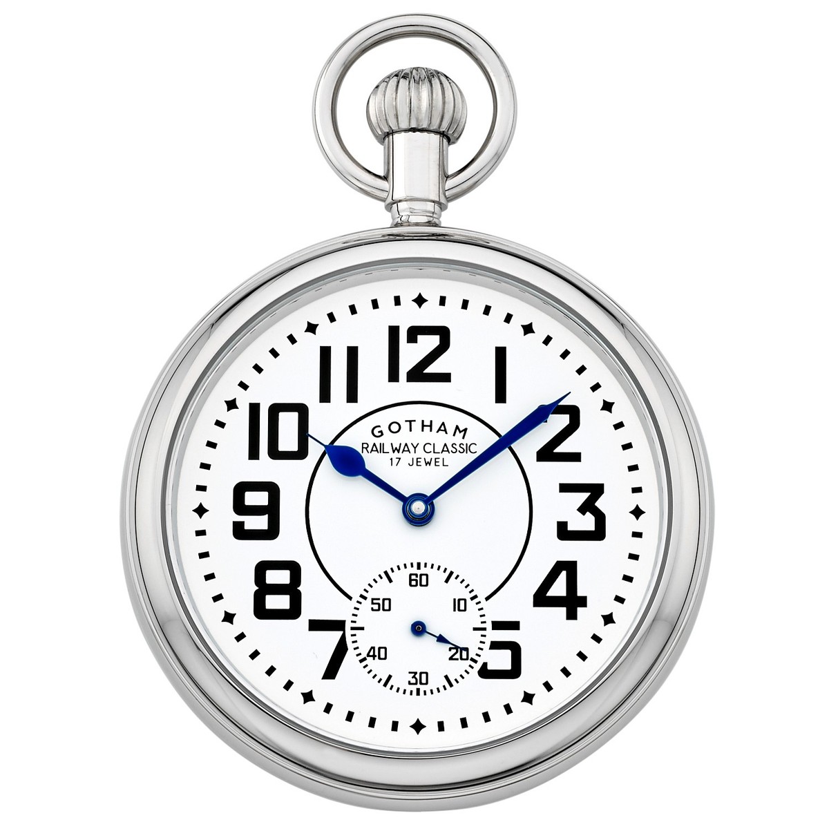 Gotham Men's Stainless Steel Mechanical Railroad Design Pocket