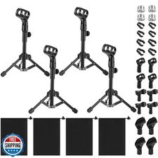 Relaxweex 4 Set Desktop Mic Stand Portable Foldable Adjustable Tabletop Micro