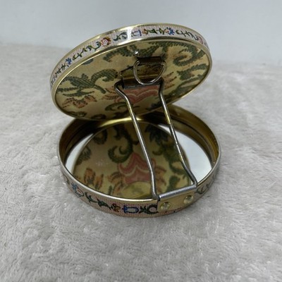 Vintage Japan Floral Compact Double Mirror Fold Up Makeup Magnify Stand-up Purse