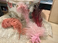 3 Vintage Ostrich Feathers Pink, Peach , Dark...