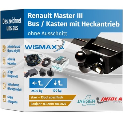 ANHÄNGERKUPPLUNG starr für Renault Master 3 BUS RWD ab 10 + 13-pol E-Satz JAEGER