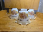 Vintage Set Lot Of3 Ruffled Milk Glass Lamp Shades Ceiling Light Fixture Floral