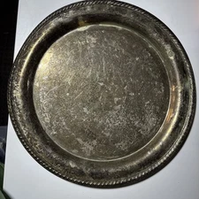 Vintage International Silver Company 15" Round Silver-Plated Platter Rope Edge