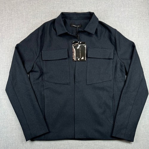 Maniere De Voir Overshirt Jacket Men L Charcoal Gray Technical Button Front NEW