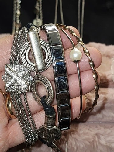 HUGE Estate Lot Vintage Jewelry Necklaces Bracelets Earrings Rings 48 Pc Costume