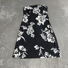 Y2K GAP Strapless Floral Sundress Womens 8 Black White Short Pullover Beach