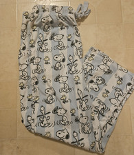 Peanuts "Snoopy Woodstock" Lightweight Fleece Pajama Pants Size M Light Blue