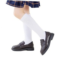 Girls Knee High Socks Kids Boys School Uniform 7-10 Years White-3 Pairs