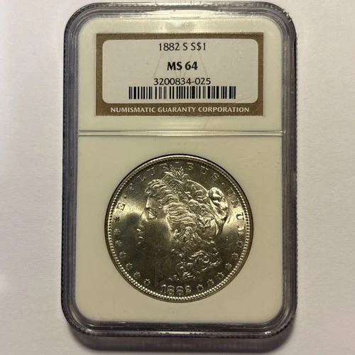 (1) one 1882 S Morgan Silver Dollar $1 NGC MS64 140yrs Old!!