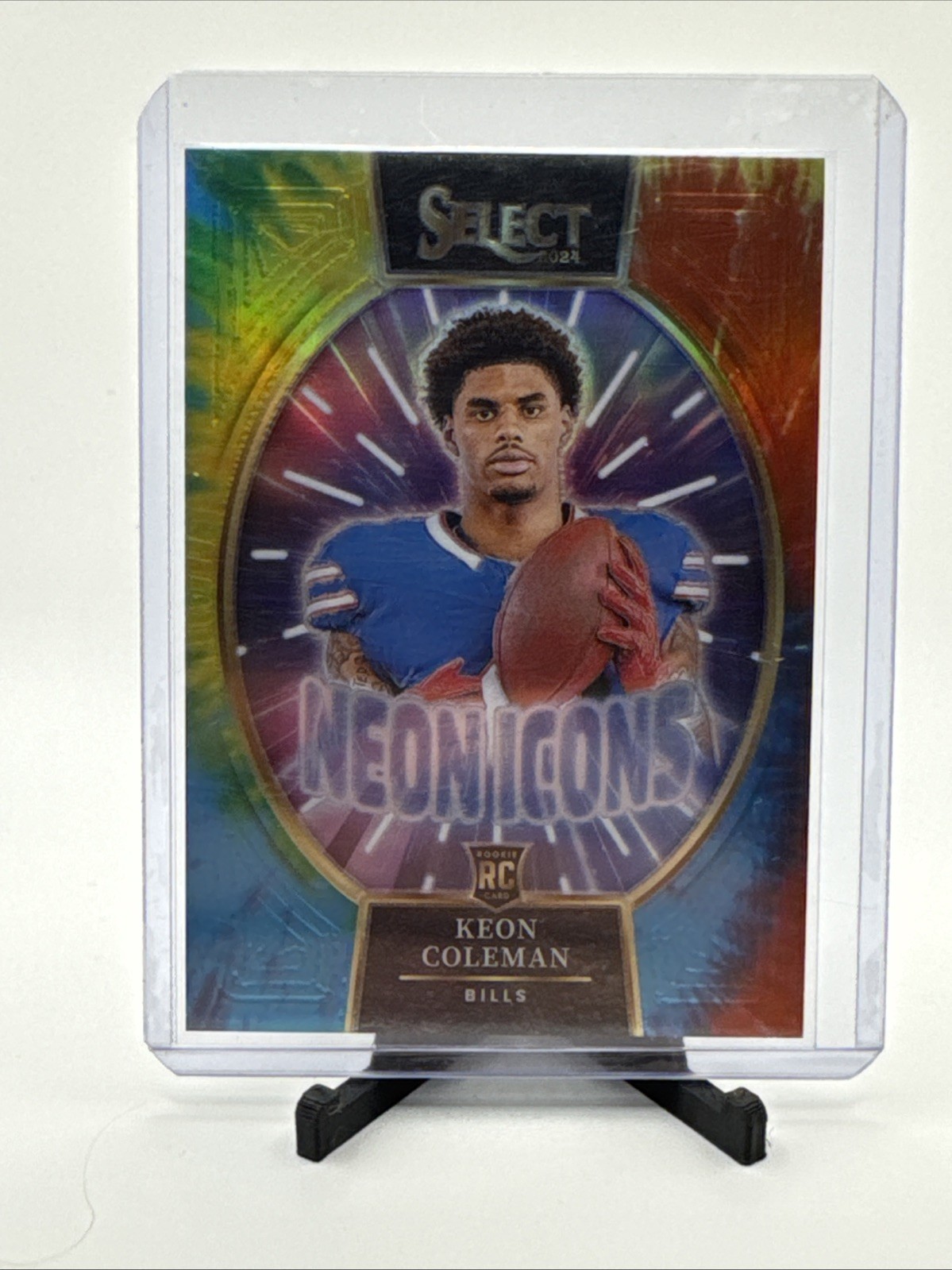 2024 PANINI SELECT NEON ICONS TIE-DYE PRIZM #2 KEON COLEMAN ROOKIE 22/25 PSA 9