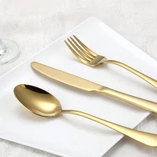 Gold Silverware Set, 20 Piece Stainless Steel Flatware for 4, Kitchen Utensils