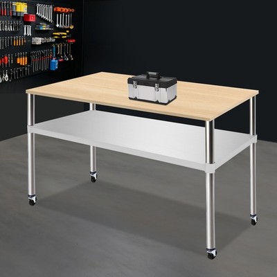Silver Under Shelf for Work Tables Stainless Steel Adjustable Lower Shelf NEW